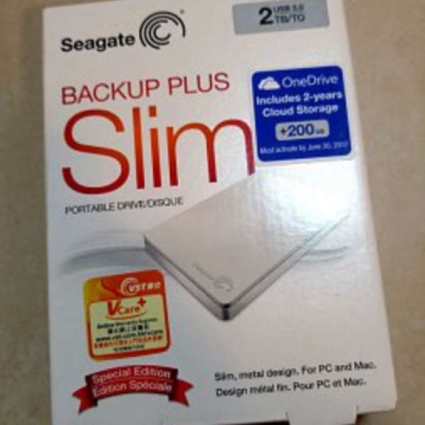 Seagate 2TB 2.5" Backup Plus Slim Portable HD (100%全新, 未開)