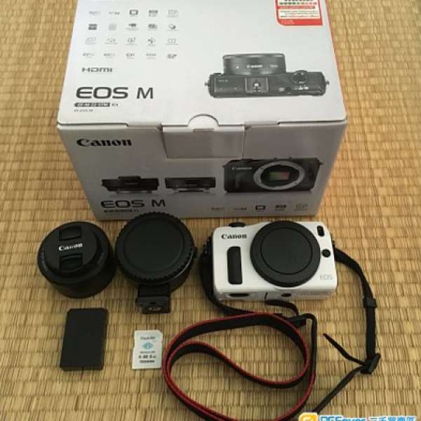 Canon EOS M + EF-M 22 + EF-M adapter + wireless SD card