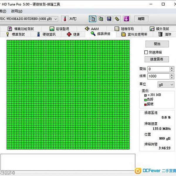 WD GREEN 3.5" 1TB 7200RPM SATA III HDD (17xxx小時)