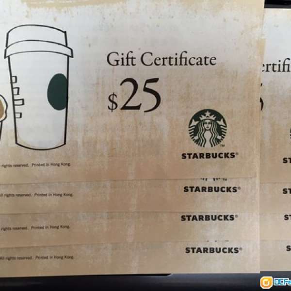 Starbucks Gift Certificate $25 x 8 = $200