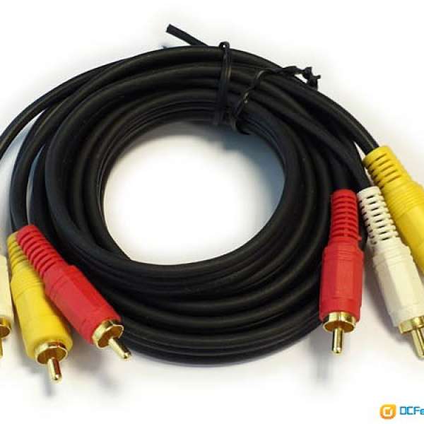 紅白黃 AV線 RCA coaxial cable 同軸 蓮花頭 模擬 訊號線