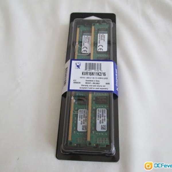 8GB D3-1600 CL11 Kingston (兩條) 永久保用