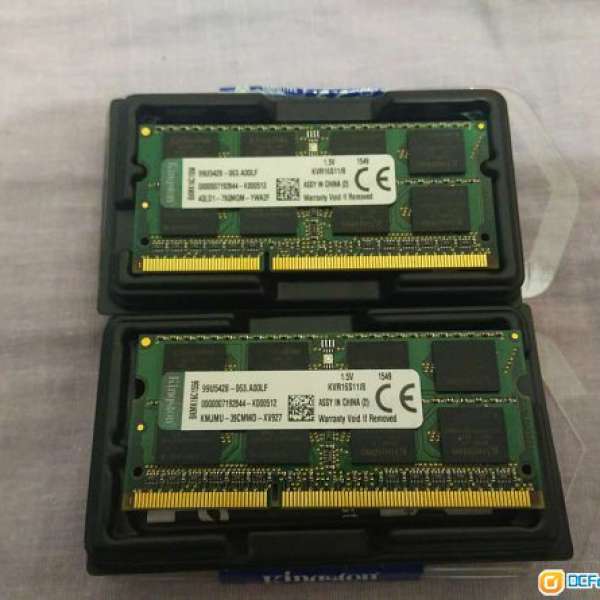 2條 8G Kingston SODIM DDR3-1600 Notebook Ram