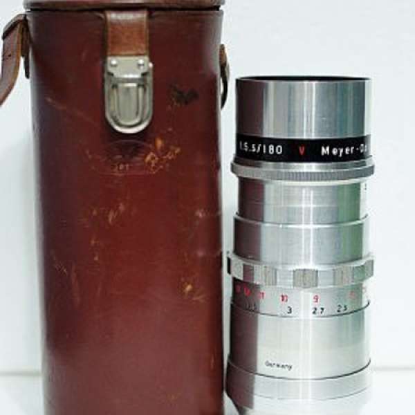 罕有白銀 Meyer Telemegor 紅V 180mm f5.5, 15片光圈葉 (90%New)