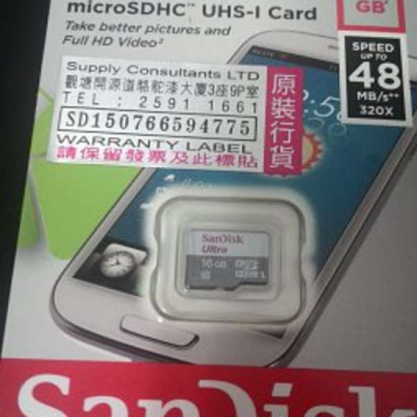 全新 SANDISK 16GB MICROSDHC