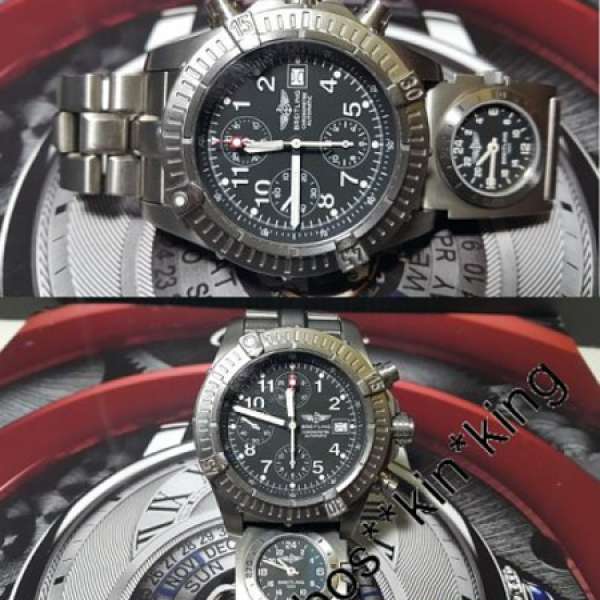 100%真品BREITLING-E13360-CHRO自動日歷TITANI鈇合金特式雙錶45mm 90%NEW***超罕***