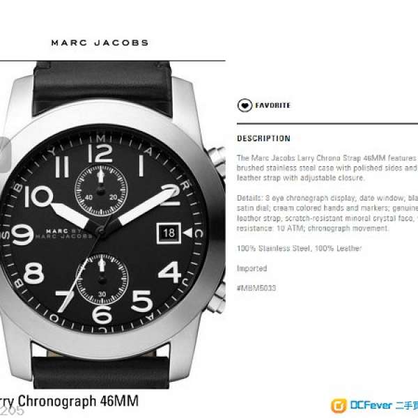 Marc Jacobs Men Leather Watches 皮帶 男 錶