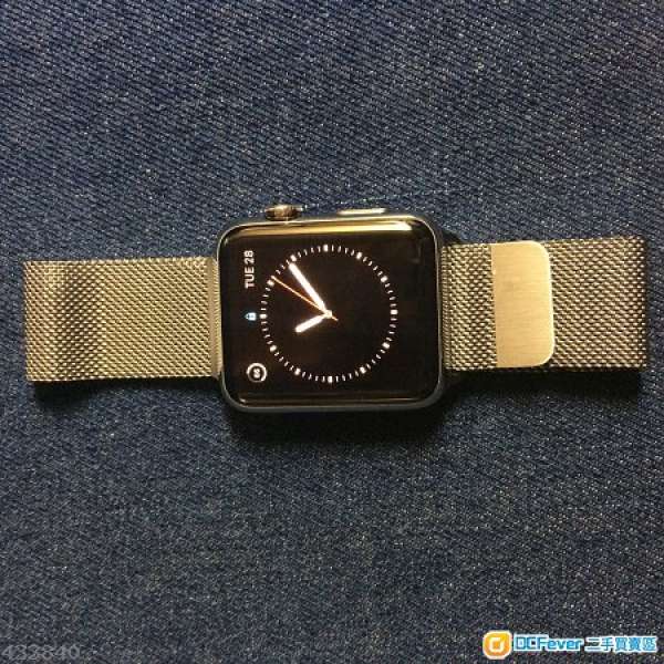 80%new Apple Watch 42mm不銹鋼版配鋼織手環 Full Set 有保