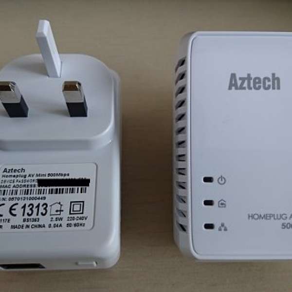 出售九成九新 Aztech HomePlug AV Mini 500Mbps 電網 (一對)