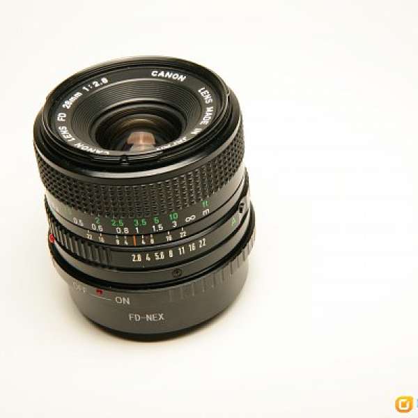 Canon FD 28mm F2.8 定焦鏡連 NEX轉接環