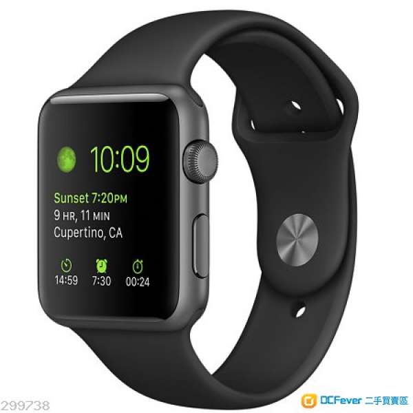 Apple Watch Sport 42 毫米太空灰鋁金屬錶殼配黑色運動錶帶