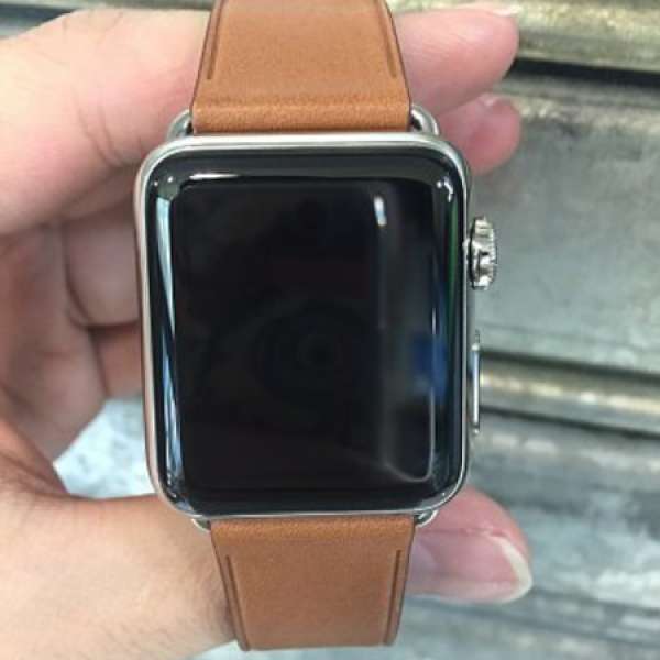 99%新行貨Apple Watch 38mm不鏽鋼錶殼配鞍褐色經典扣式錶帶