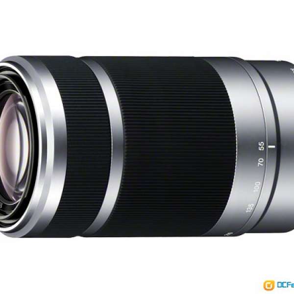 Sony 銀色 SEL55210 鏡頭 (近乎全新) 齊原裝蓋, 原裝底蓋及原裝遮光罩