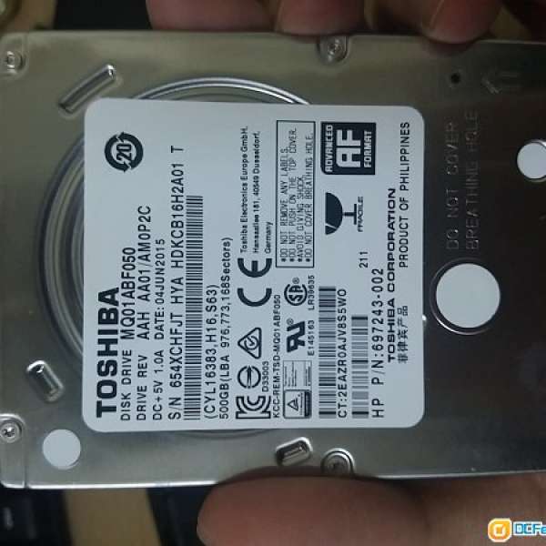 <NB>Toshiba MQ01ABF050 (7mm) 2.5" 500GB 5400rpm/SATA HDD