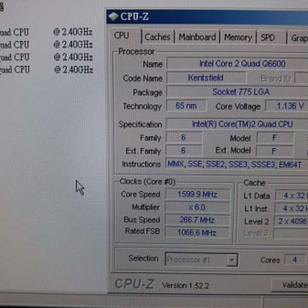 Intel Q6600, 有原廠風扇, 無盒, 100% work