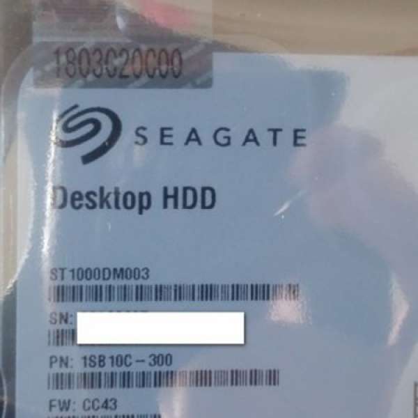 全新 SEAGATE 1TB HDD