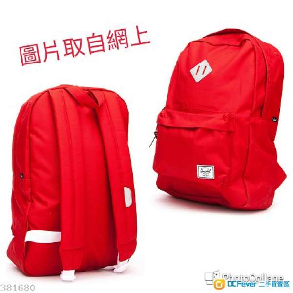 全新 100%真野 Herschel Heritage Backpack - Red/3M