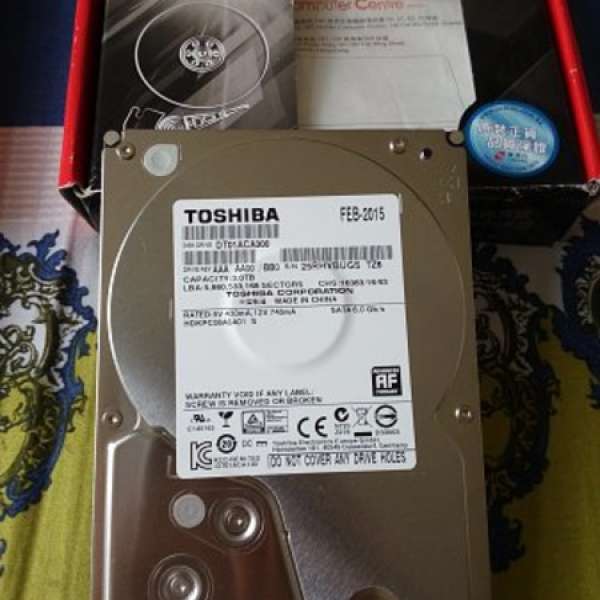 Toshiba 3.5" HD 3TB/SATA3/64MB/7200RPM 第二個 *附測試截圖（行貨保養已過，私補...