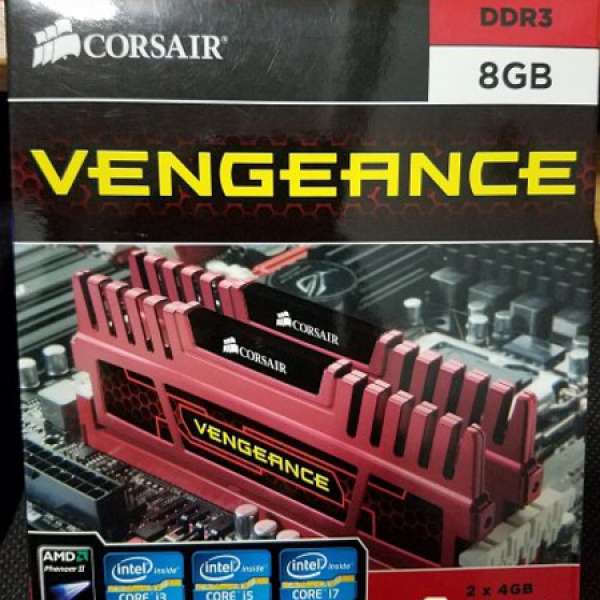 Corsair Vengeance DDR3 1600MHz 8GB RAM  (2x4GB) 紅色散熱