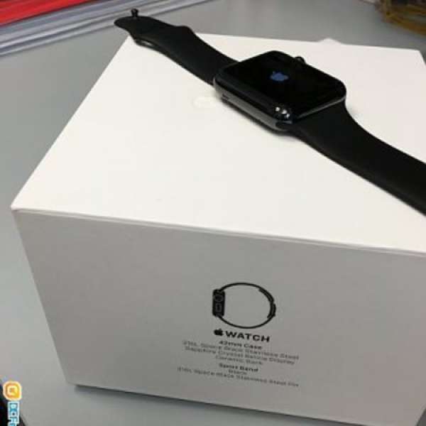 99% New Apple Watch 42mm 黑鋼錶配黑色運動錶帶