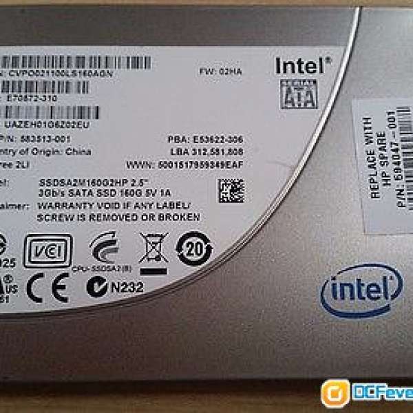 新淨沒壞區 Intel SSD 320 Series 160GB - SSDSA2BW160G3H (固態硬盤)