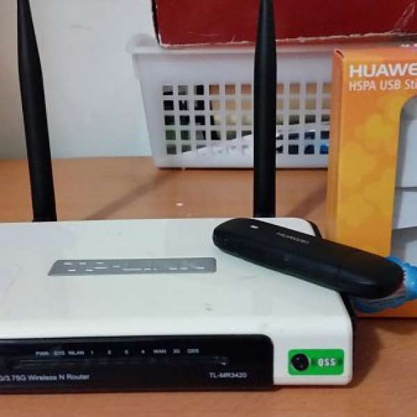Huawei E122 Hspa Usb stick with TP-link MR3420 router set
