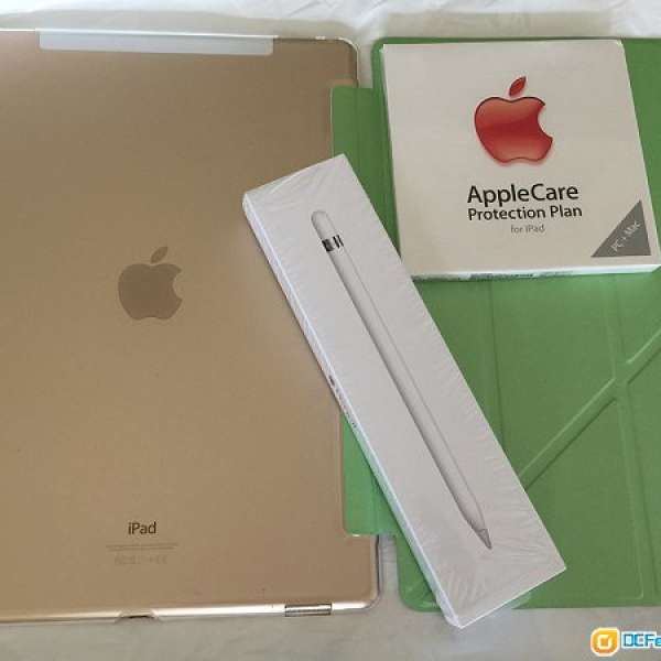 99.9%新Apple 12.9" iPad Pro 金 128G 4G+pencil+玫瑰金keyboard+apple care可換機