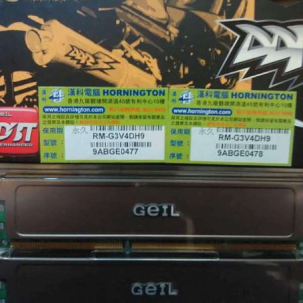 Geil DDR3 1600MHz 2GB X 2 - 有兩套