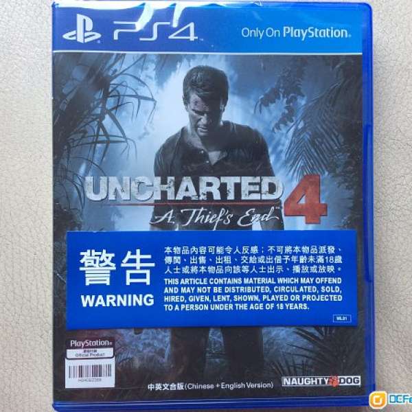 99%新 PS4 年度勁Game Uncharted 4 中文香港版