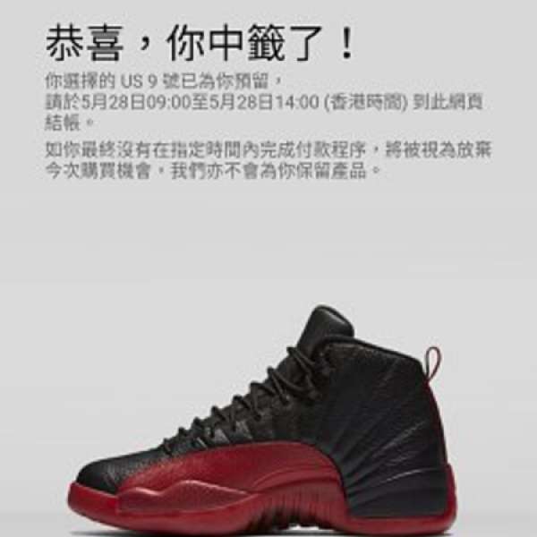 中籤貨 AIR JORDAN 12 RETRO FLU GAME US 9