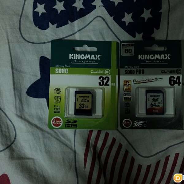 全新KingMax SD card 1張32GB,1張64GB