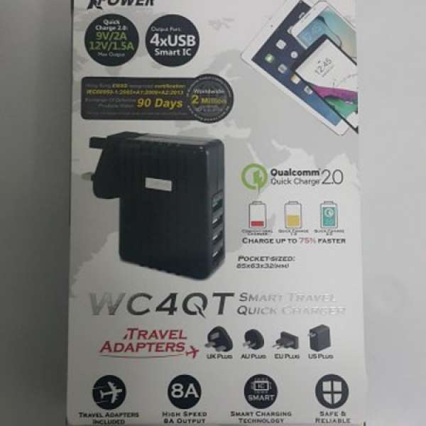 全新 XPower WC4QT QC2.0 旅行充電器 iphone
