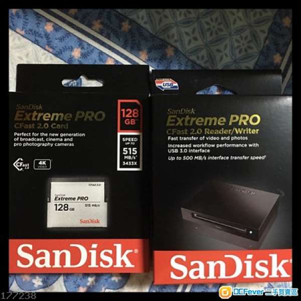 SanDisk ExtremePRO CFAST 2.0 128GB + Cfast 2.0 讀卡器 (全新未開封)