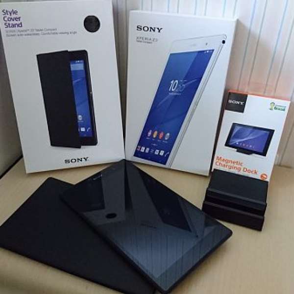 出售98%新 SONY Z3 Tablet Compact 4G LTE 連原裝皮套, 原裝磁性充電座及玻璃貼