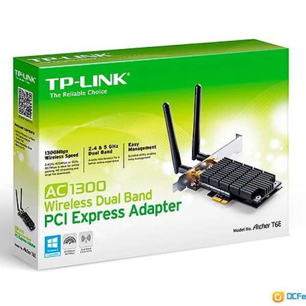 100%新 TP-LINK Archer T6E Wifi Card (AC1300)-Dual Band 5.0G & 2.4 Ghz