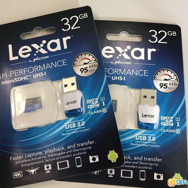 全新 Lexar Professional microSDXC 633x 32GB UHS-I with USB 3.0 Adapter