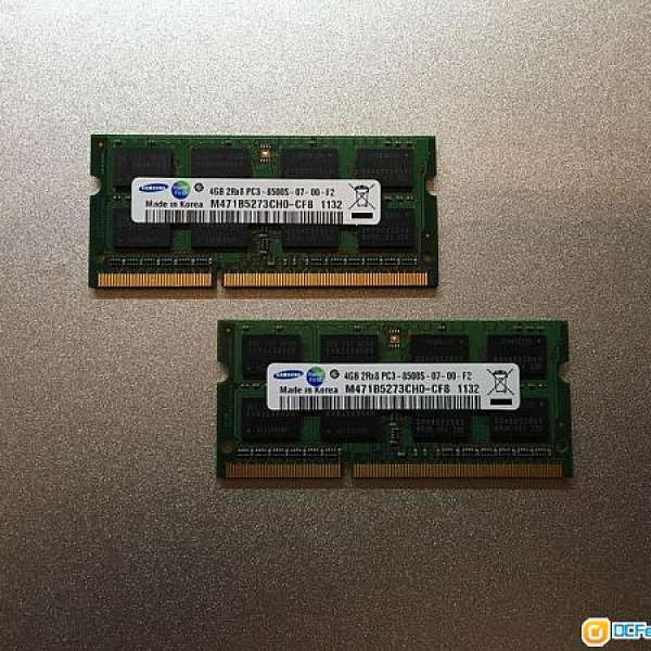 Samsung 4G DDR3 1067Mhz x 2 =8G 1067Mhz 升級MacBook專用Ram
