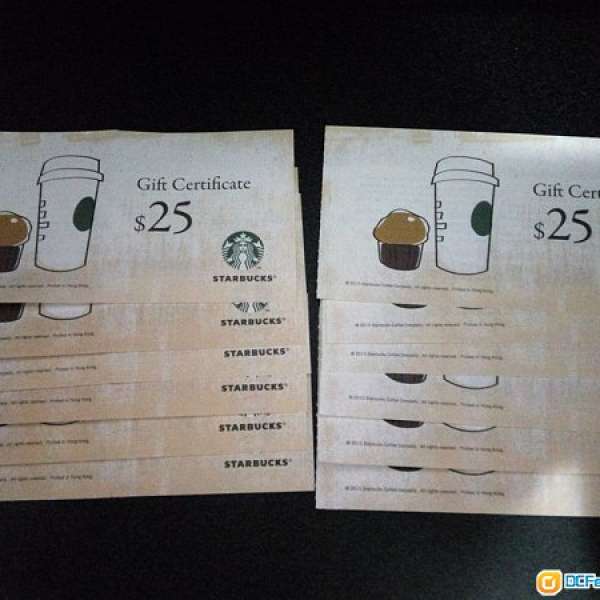 Starbucks Coupon 星巴克現金券25元 x12張