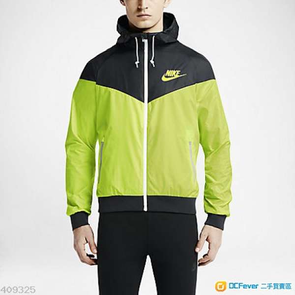 全新Nike 風褸 黑X螢光黃色 size:s