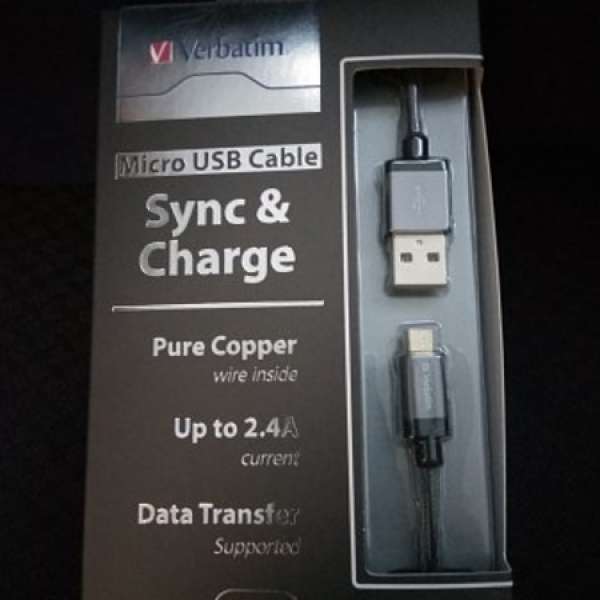 全新 Verbatim Micro USB cable 200cm 灰色
