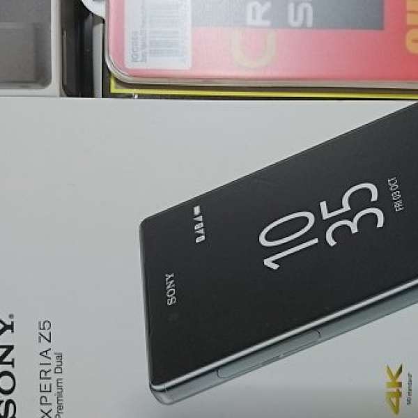 九成九新Sony Xperia Z5 Premium Dual 雙卡銀色鏡面行貨+Clip Cover+前後玻璃Mon貼+...
