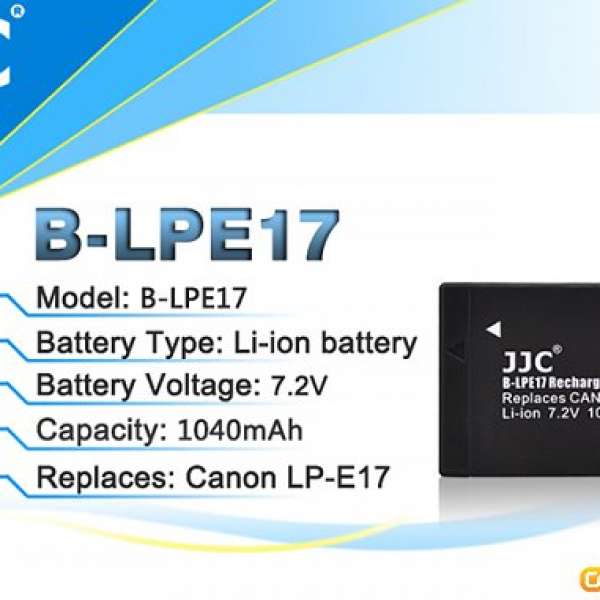 JJC LP-E17 (FOR CANON EOS M3，750D，760D)電池+差電機