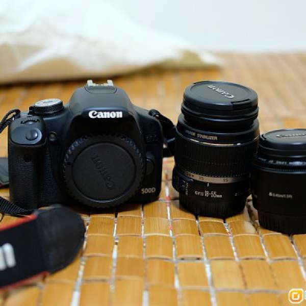Canon EOS 500D 連正廠 EF-S 18-55mm f/3.5-5.6 IS 及 EF 50mm f1.8 II
