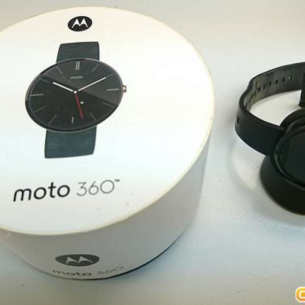 Moto 360 第1代 黑色皮帶