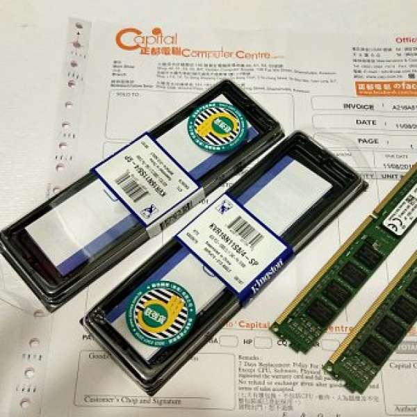 2條 Kingston 4GB 1600 DDR3 CL11