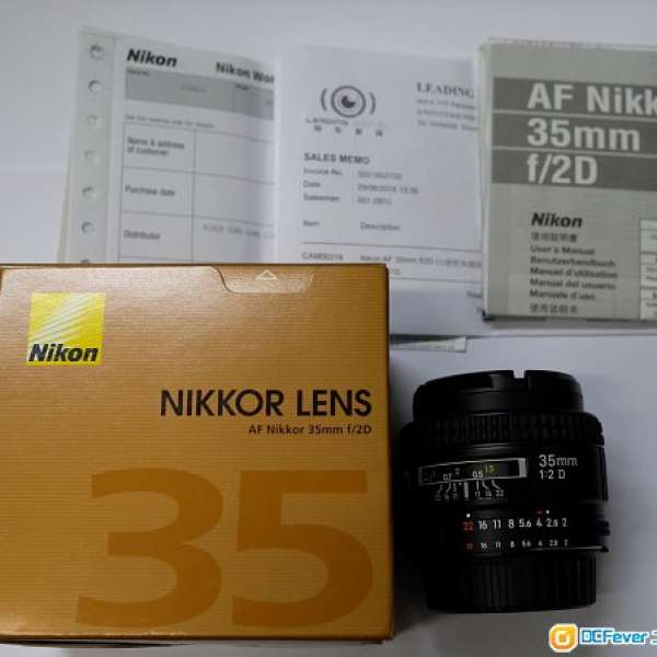 代友出讓 Nikon AF-D 35mm f/2 Lense 行貨99% New Full Box Set 買左未夠一個月