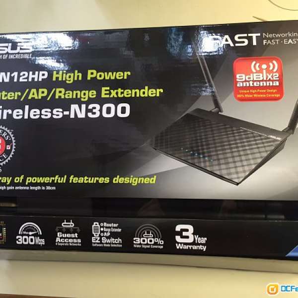 ASUS華碩 RT-N12HP 300Mbps兩支 9dBi天線 Wireless-N router