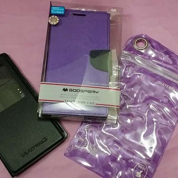 Samsung Note 3 原裝Flip Case+Mercury紫色摺套+送三防透明套！