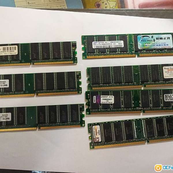 多條DDR512Ram 分別266至400速度(2)10元一條