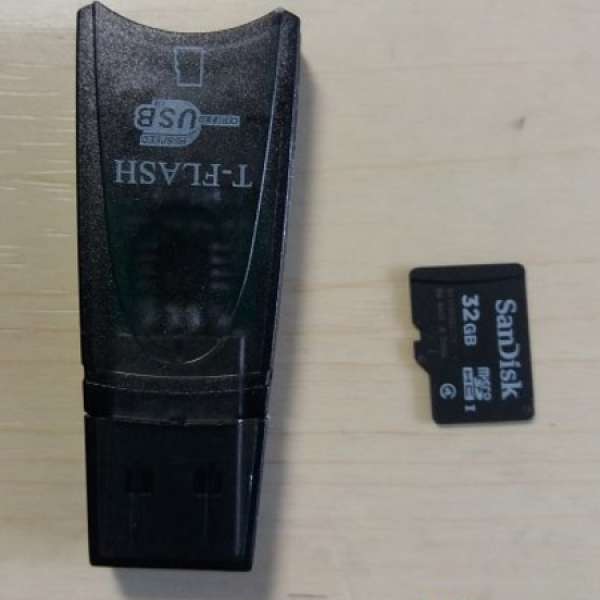USB 讀卡器手指連32GB SanDisk micro sd卡仔